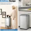 Edelstahl-Mülleimer 50 L Automatischer Bewegungssensor-Abfalleimer mit offener Deckel 33,5 x 26 x 83,5 cm Silber