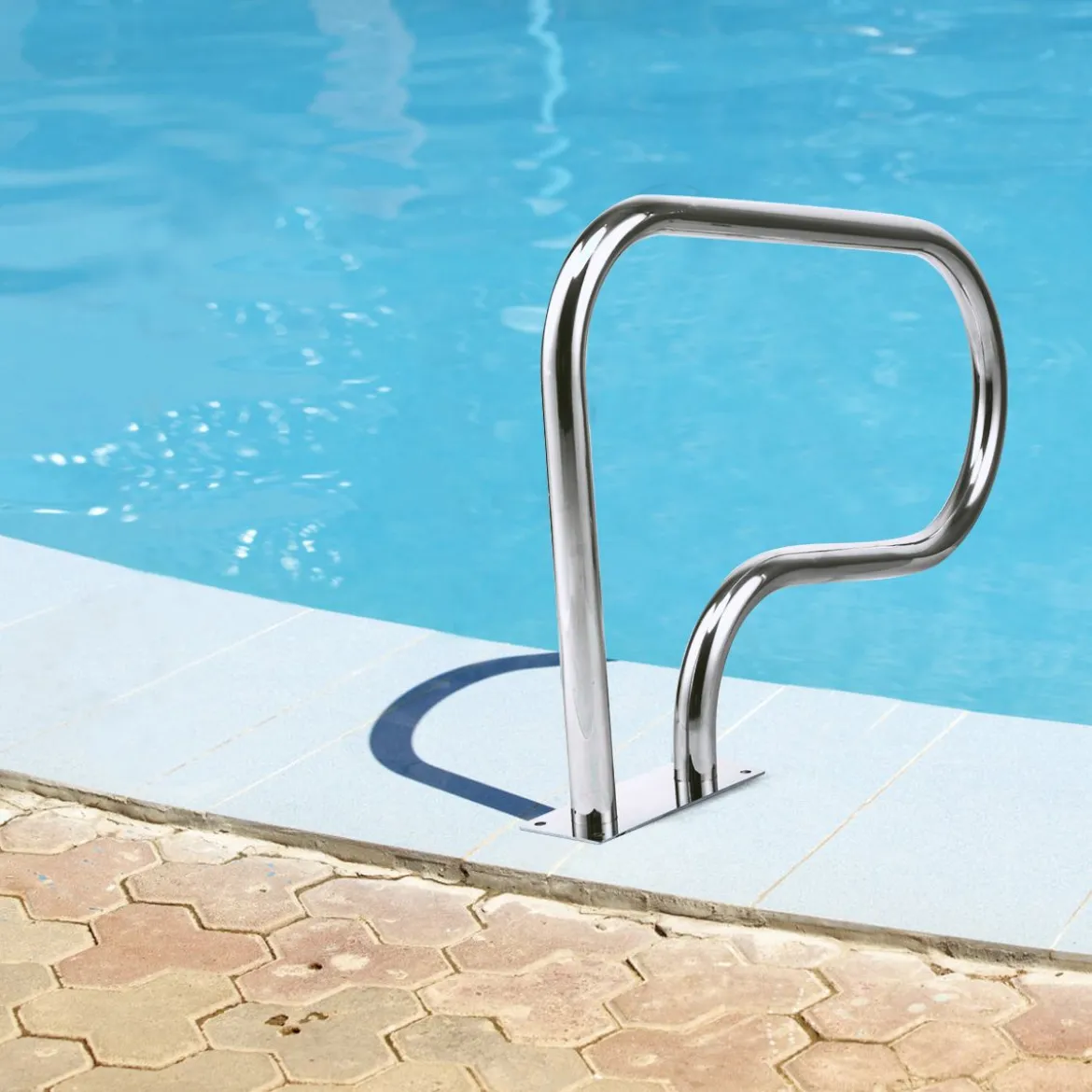 Edelstahl 304 Pool-Handlauf Schwimmbad Leiter Handlauf Einstiegsleiter mit Bodenplatte