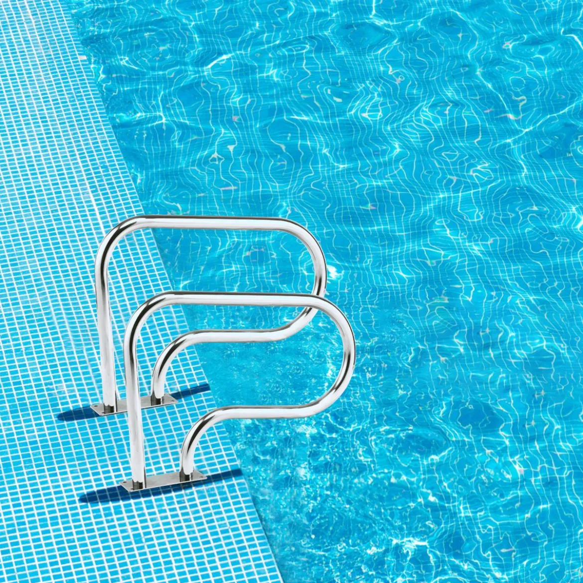 Edelstahl 304 Pool-Handlauf Schwimmbad Leiter Handlauf Einstiegsleiter mit Bodenplatte