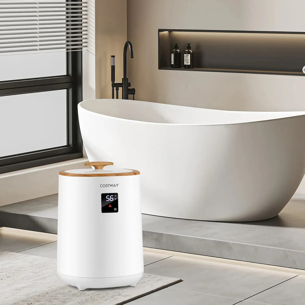 Eimer Handtuchwärmer für das Badezimmer 18 L großer Deckenwärmer mit LED-Anzeige Weiß