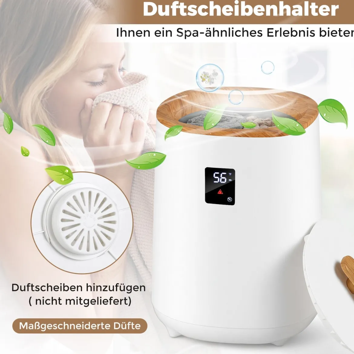 Eimer Handtuchwärmer für das Badezimmer 18 L großer Deckenwärmer mit LED-Anzeige Weiß