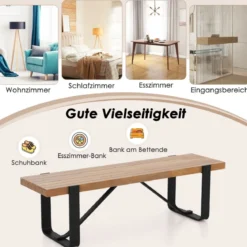 Eingangsbank mit Metallrahmen Flurbank Rustikaler Bauernhaus Holzschuhständer 152,5 x 43 x 44 cm