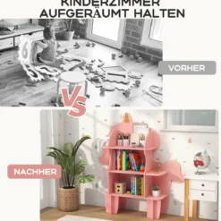Einhorn Bücherregal für Kinder Spielzeug-Aufbewahrungsorganisator mit offenen Regalen