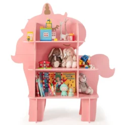Einhorn Bücherregal für Kinder Spielzeug-Aufbewahrungsorganisator mit offenen Regalen