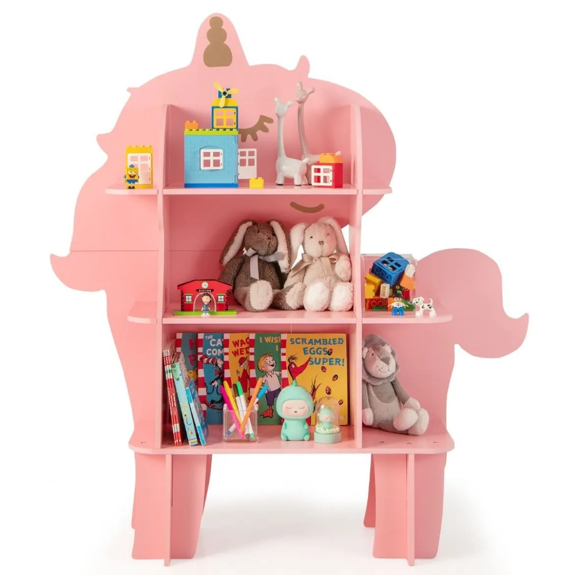 Einhorn Bücherregal für Kinder Spielzeug-Aufbewahrungsorganisator mit offenen Regalen