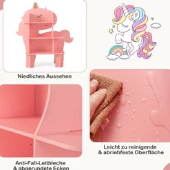 Einhorn Bücherregal für Kinder Spielzeug-Aufbewahrungsorganisator mit offenen Regalen