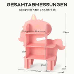 Einhorn Bücherregal für Kinder Spielzeug-Aufbewahrungsorganisator mit offenen Regalen