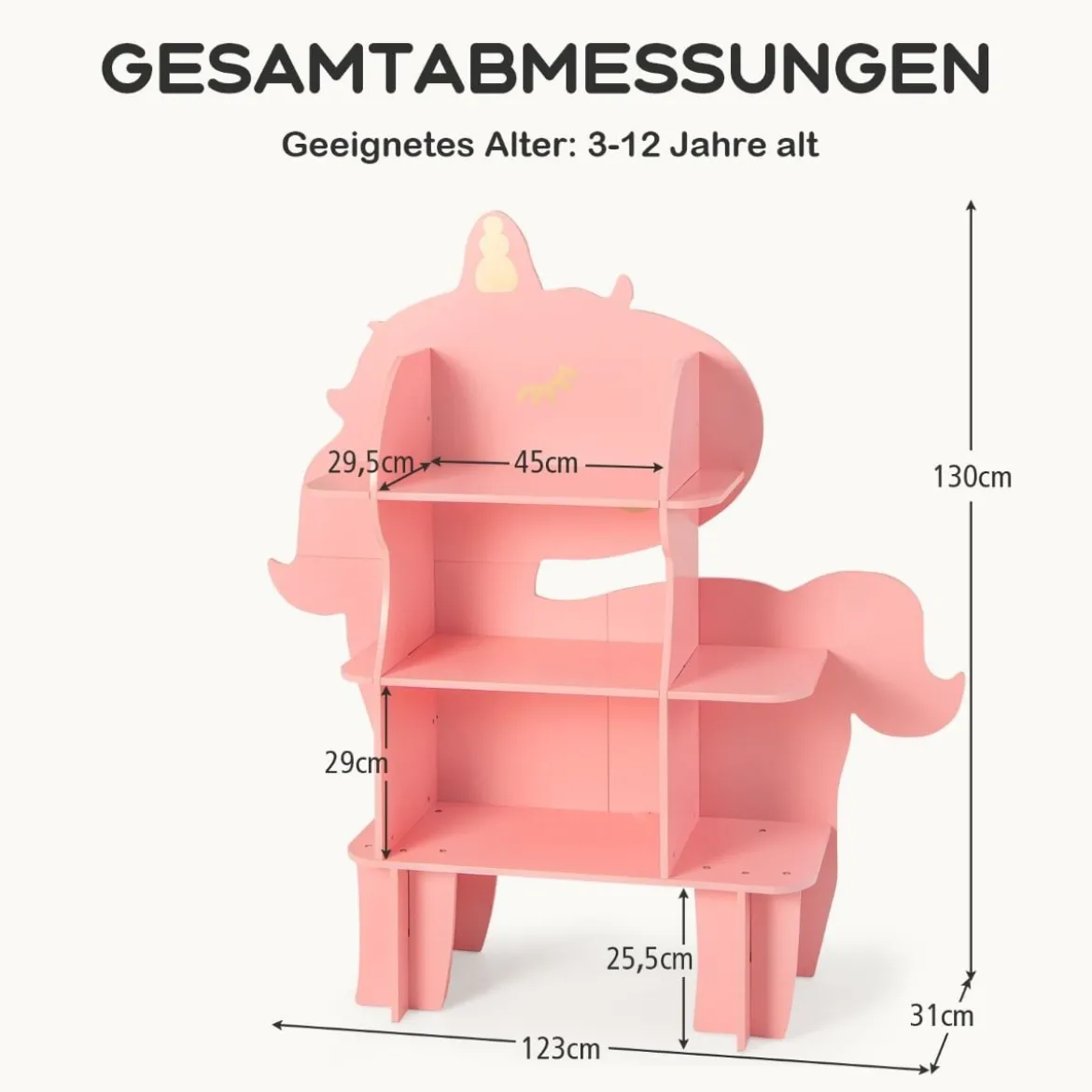 Einhorn Bücherregal für Kinder Spielzeug-Aufbewahrungsorganisator mit offenen Regalen
