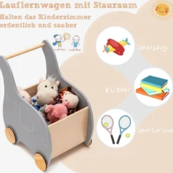 Einkaufswagen Holz-Einkaufswagen in Elefantenform für Kinder 32 x 48 x 56 cm Grau