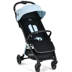 Ein-Knopf-Klappbar Kinderwagen mit Verstellbare Rückenlehne & Fußstütze Blau
