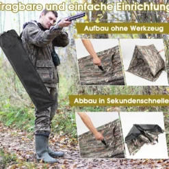 Einseitig durchsichtiges 270° Jagdzelt Pop-Up-Unterstand für 2–3 Personen mit geräuschlosem Schiebefenster & Tragetasche Jagdversteck