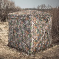 Einseitig durchsichtiges 270° Jagdzelt Pop-Up-Unterstand für 2–3 Personen mit geräuschlosem Schiebefenster & Tragetasche Jagdversteck