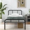 Einzelbett mit Kopf- & Fußteil Metallbett Bettgestell Metallplattformbett für 90 x 200 cm Matratze