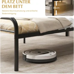 Einzelbett mit Kopf- & Fußteil Metallbett Bettgestell Metallplattformbett für 90 x 200 cm Matratze