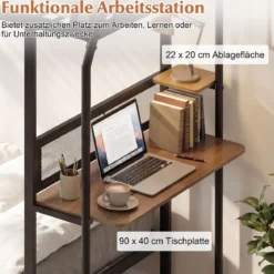 Einzel-Etagenbett mit Schreibtisch Metallloftbett mit Holz-Arbeitsstation Sicherheitsgeländer & Leiter inklusive
