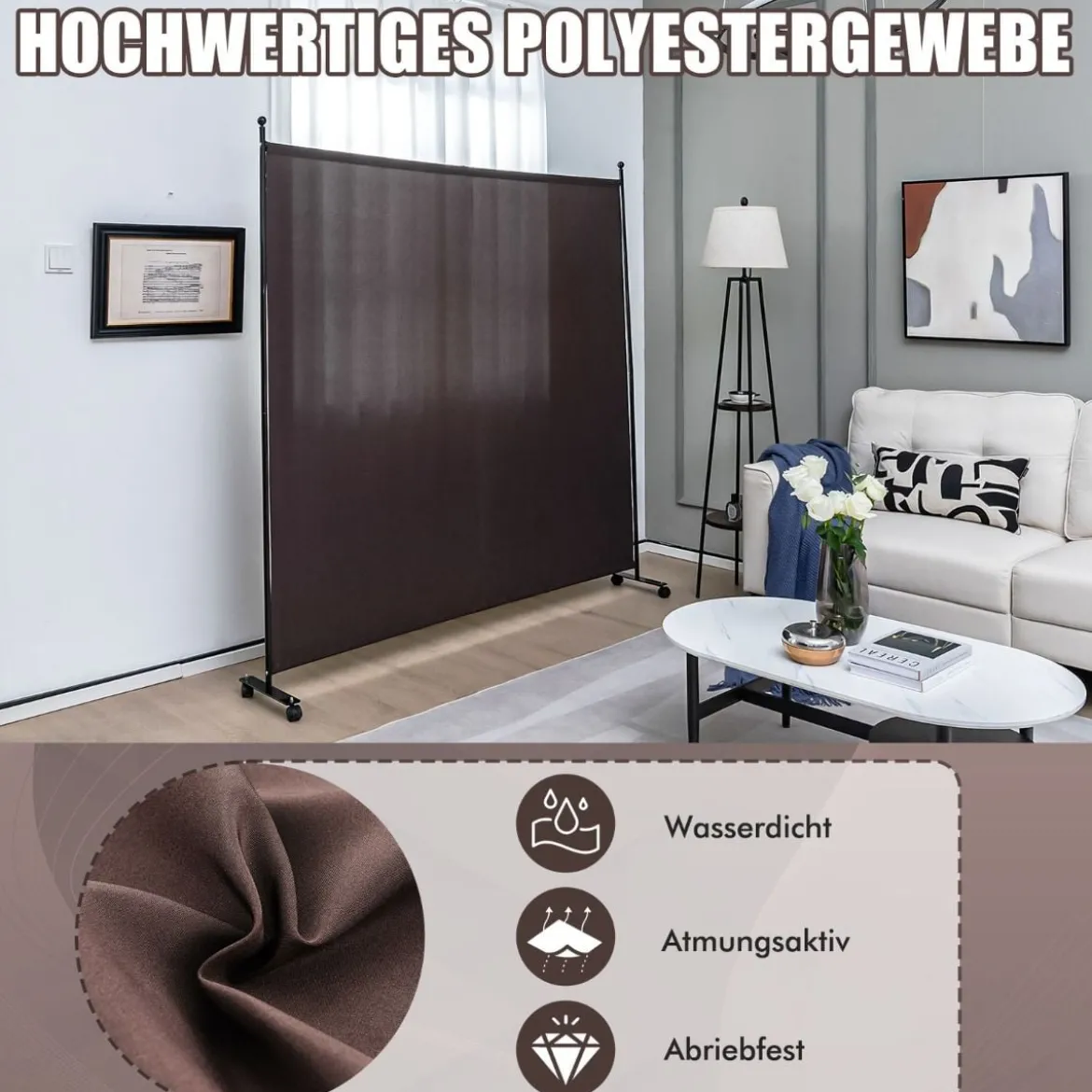 Einzelner Raumteiler mit einem Panel Breiter Sichtschutz 184 x 30 x 184 cm