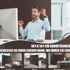 Einzelner Raumteiler mit einem Panel Breiter Sichtschutz 184 x 30 x 184 cm