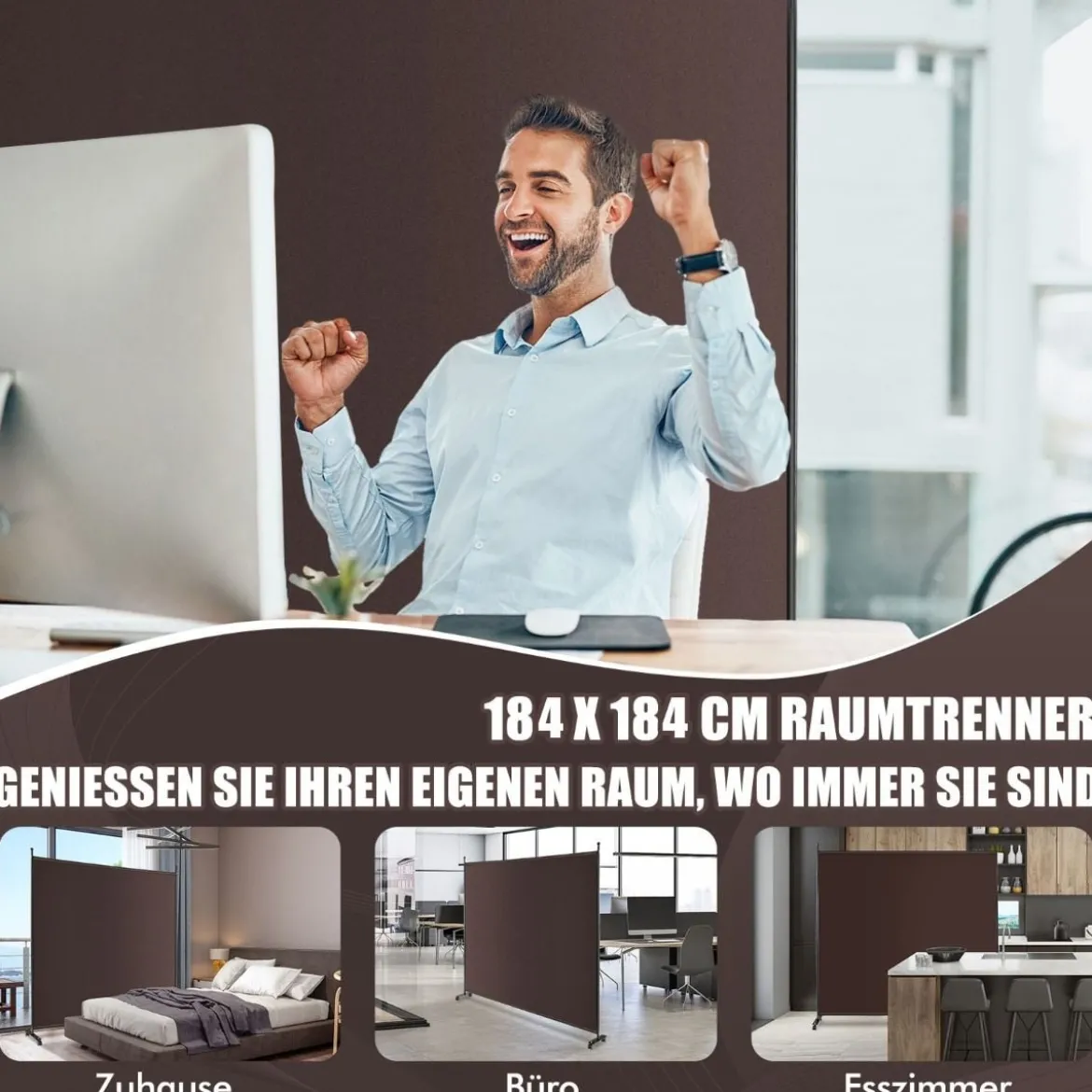 Einzelner Raumteiler mit einem Panel Breiter Sichtschutz 184 x 30 x 184 cm