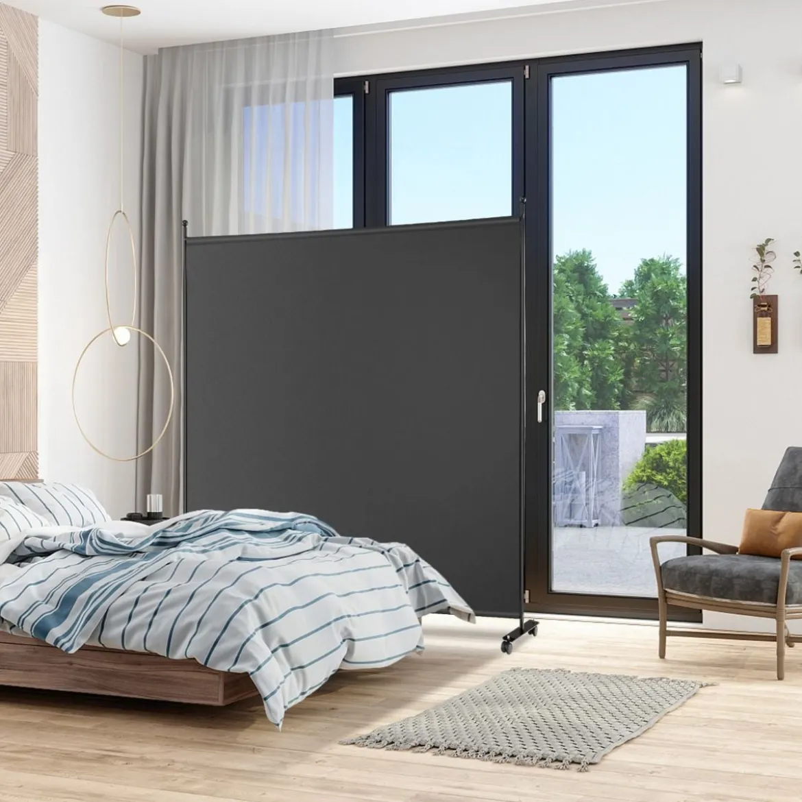 Einzelner Raumteiler mit einem Panel Breiter Sichtschutz 184 x 30 x 184 cm