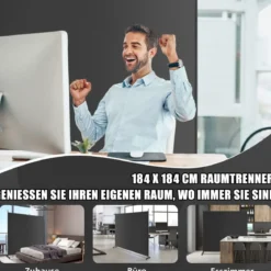Einzelner Raumteiler mit einem Panel Breiter Sichtschutz 184 x 30 x 184 cm