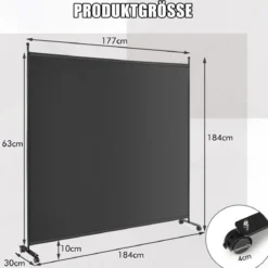 Einzelner Raumteiler mit einem Panel Breiter Sichtschutz 184 x 30 x 184 cm