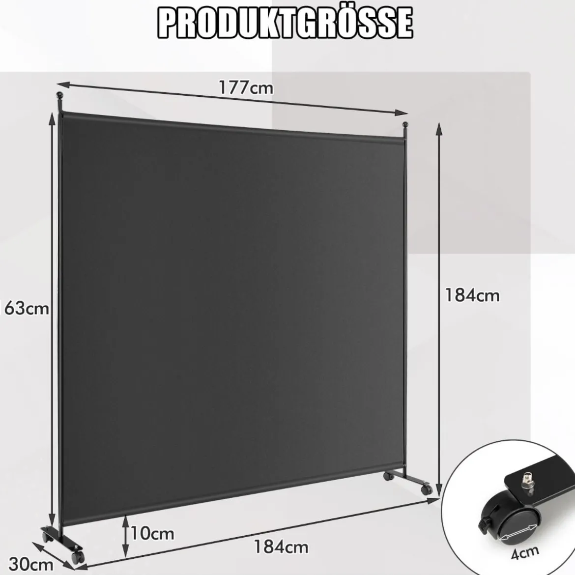 Einzelner Raumteiler mit einem Panel Breiter Sichtschutz 184 x 30 x 184 cm