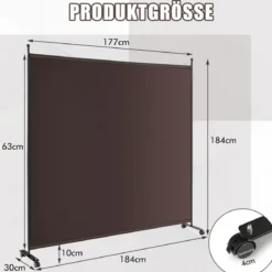 Einzelner Raumteiler mit einem Panel Breiter Sichtschutz 184 x 30 x 184 cm