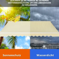 Einziehbare Markise Aluminium Terrassen Sonnenschutz Balkonmarkise Sonnenschutz 2,5 x 2 m Beige