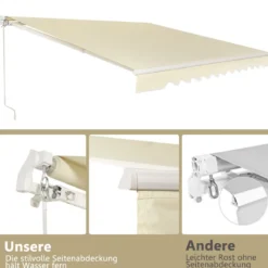 Einziehbare Markise Aluminium Terrassen Sonnenschutz Balkonmarkise Sonnenschutz 2,5 x 2 m Beige
