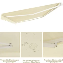 Einziehbare Markise Aluminium Terrassen Sonnenschutz Balkonmarkise Sonnenschutz 2,5 x 2 m Beige