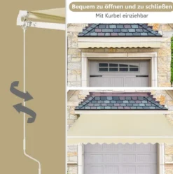 Einziehbare Markise Aluminium Terrassen Sonnenschutz mit Kurbelgriff 3,6 m × 3 m