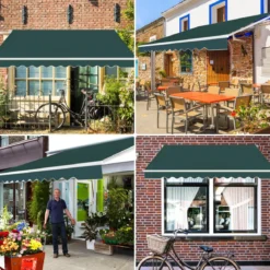 Einziehbare Markise Aluminium Terrassen Sonnenschutz mit Kurbelgriff 3,6 m × 3 m
