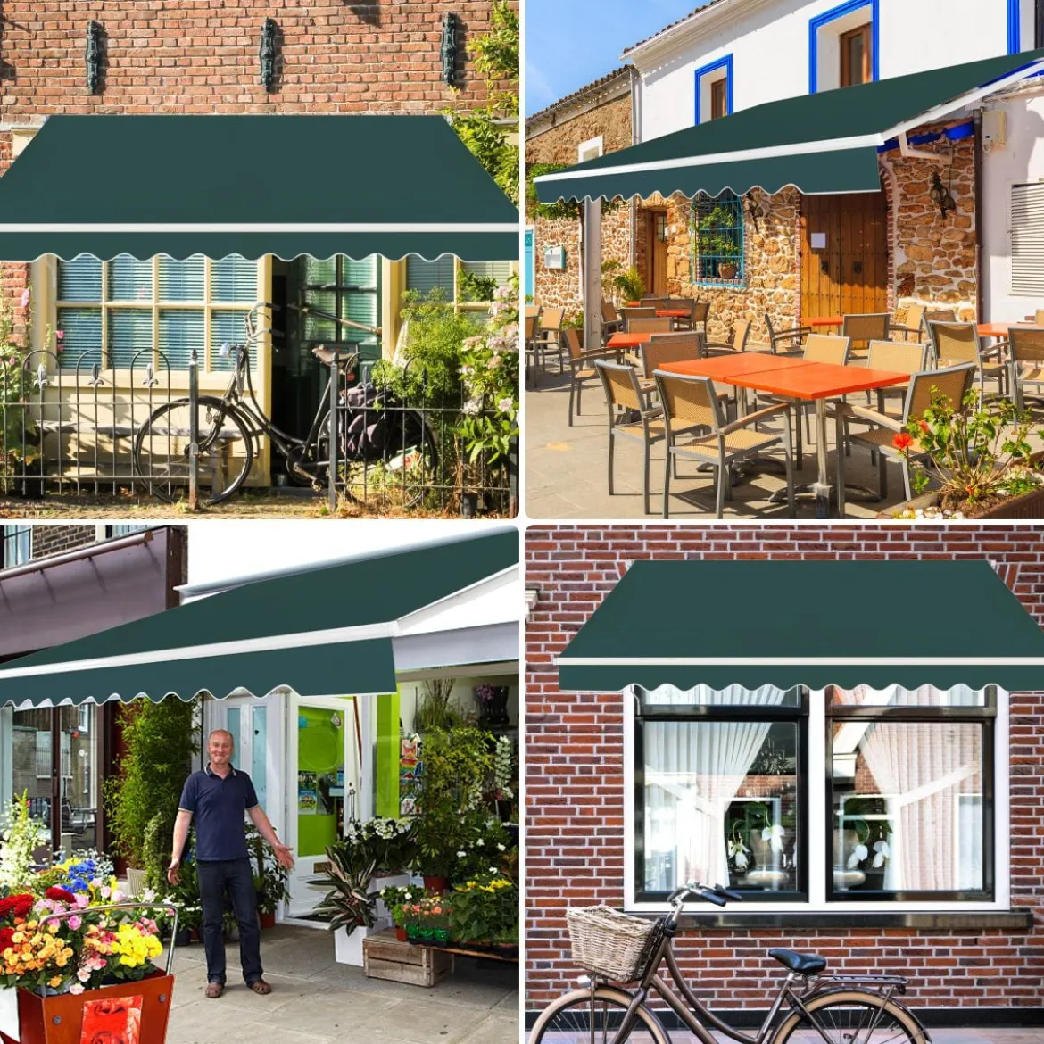 Einziehbare Markise Aluminium Terrassen Sonnenschutz mit Kurbelgriff 3,6 m × 3 m