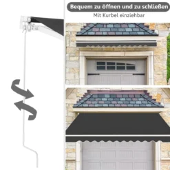 Einziehbare Markise Aluminium Terrassen Sonnenschutz mit Kurbelgriff 3,6 m × 3 m