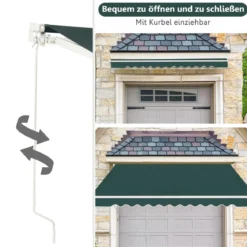 Einziehbare Markise Aluminium Terrassen Sonnenschutz mit Kurbelgriff 3,6 m × 3 m