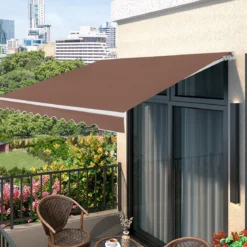 Einziehbare Markise Aluminium Terrassen Sonnenschutz mit Kurbelgriff 3,6 m × 3 m
