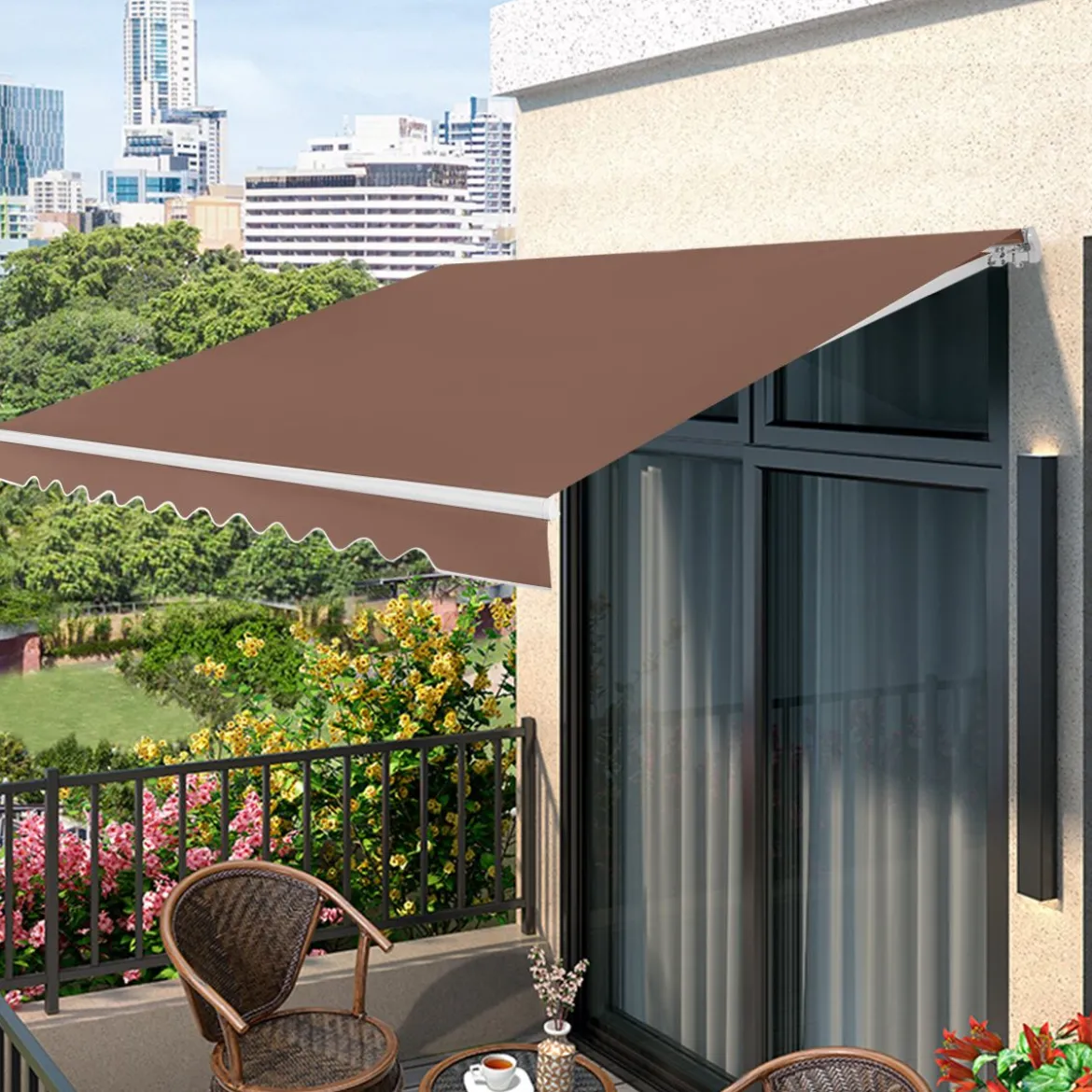 Einziehbare Markise Aluminium Terrassen Sonnenschutz mit Kurbelgriff 3,6 m × 3 m