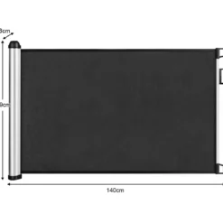 Einziehbares Schutzgitter für Babys und Haustiere Breites Sicherheitstor aus Maschengitter 140 x 8 x 89 cm Grau