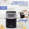 Eiswürfelmaschine Eiswürfelbereiter mit 13-stufiger Dickeneinstellung 24H Timer Selbstreinigungsmodus Schwarz