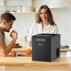 Eiswürfelmaschine Eiswürfelbereiter inkl. Eiswürfelschaufel 1,85 L Wassertank 35 x 25 x 29,5 cm Schwarz