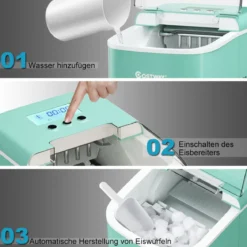 Eiswürfelmaschine Ice Maker Eismaschine Eiswürfelbereiter inkl. Eiswürfelschaufel Eiswürfel Grün