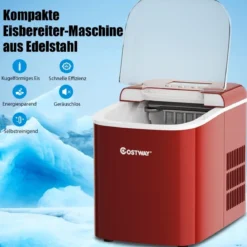Eiswürfelmaschine Ice Maker Eismaschine Eiswürfelbereiter inkl. Eiswürfelschaufel Eiswürfel Rot