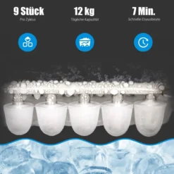 Eiswürfelmaschine Ice Maker Eismaschine Eiswürfelbereiter inkl. Eiswürfelschaufel Eiswürfel Schwarz