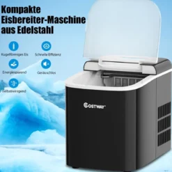 Eiswürfelmaschine Ice Maker Eismaschine Eiswürfelbereiter inkl. Eiswürfelschaufel Eiswürfel Schwarz
