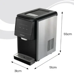 Eiswürfelmaschine Selbst Dosierender Theken Nugget Eisbereiter max. 27 kg/24H LED-Blaulicht 51 x 31 x 55 cm