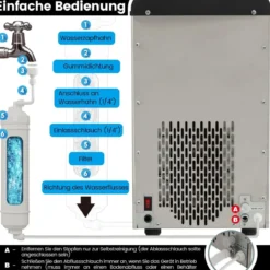 Eiswürfelmaschine Selbst Dosierender Theken Nugget Eisbereiter max. 27 kg/24H LED-Blaulicht 51 x 31 x 55 cm