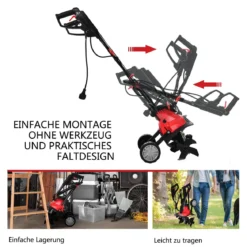 Elektrische Bodenfräse und Grubber Elektro Bodenhacke Bodenfräse Gartenfräse rot und schwarz