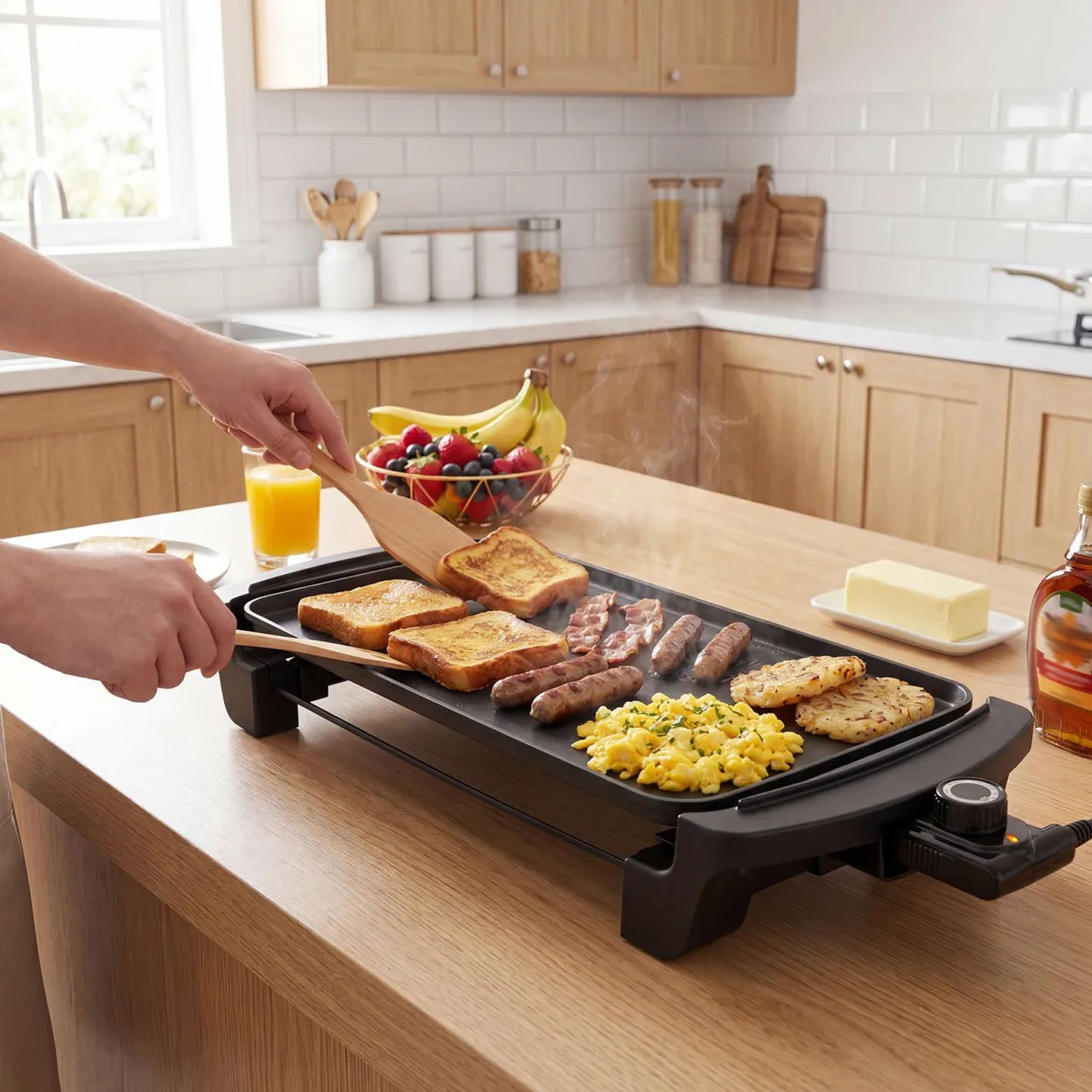Elektrische Grillplatte Tischgrill mit Antihaftbeschichtung & Integriertem Thermostat 1400-1600W