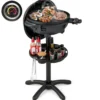 Elektrischer BBQ-Grill 1200 W-Elektrogrill mit 2-Zonen-Antihaft-Grillplatte Schwarz