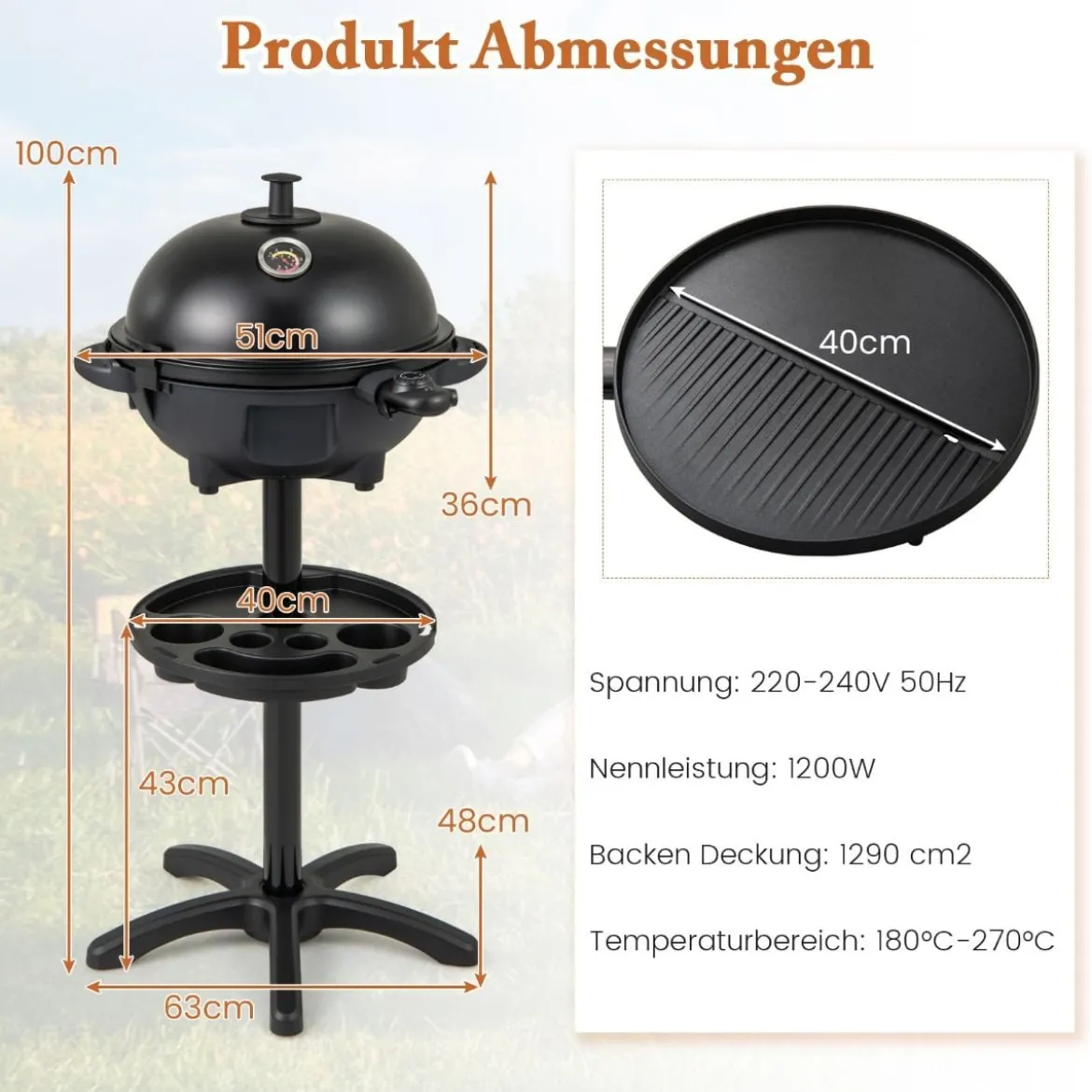 Elektrischer BBQ-Grill 1200 W-Elektrogrill mit 2-Zonen-Antihaft-Grillplatte Schwarz